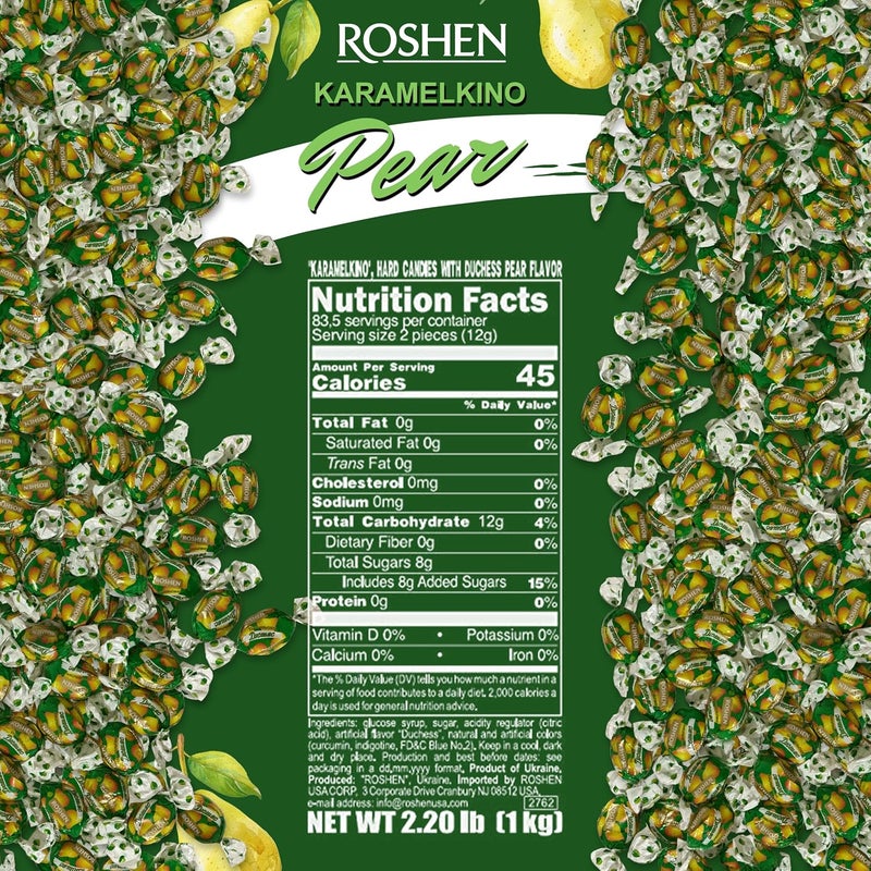 Roshen حلوى روشن دوقة الكمثرى الصلبة، كوشير وحلال، 1 كجم حلوى بالجملة - Image 2